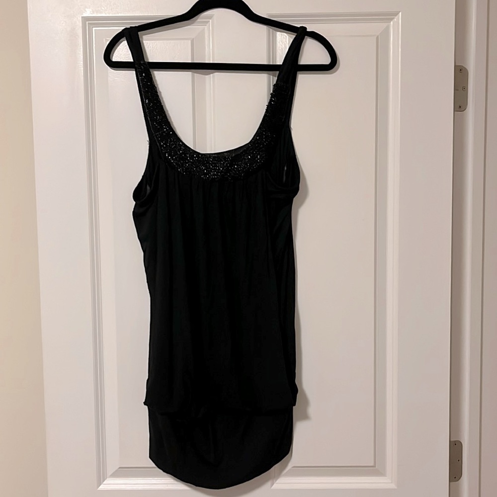BCBG Max Azria Stretchy Party Dress with Beaded Sequins Neckline Large